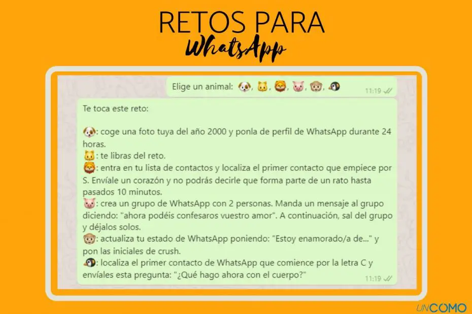 Aplicaciones de retos para whatsapp